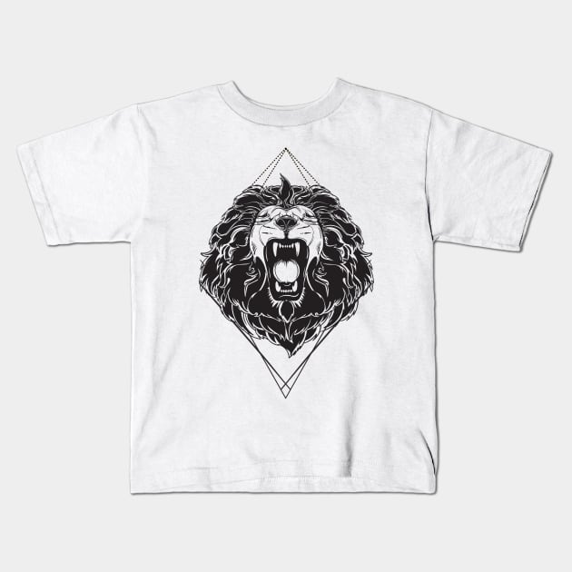 Lion head Kids T-Shirt by EveFarb